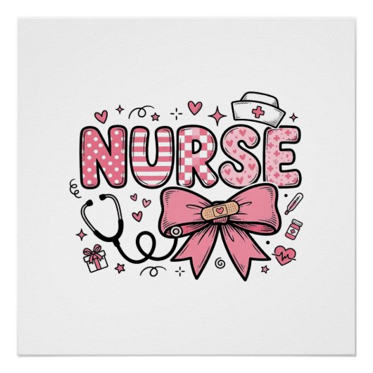 Poster Conception de chemise vectorielle Cute Nurse Bow H (Devant)