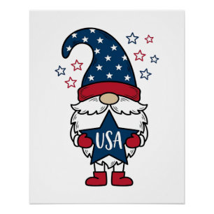 Poster Conception de chemise vectorielle Gnome USA patrio