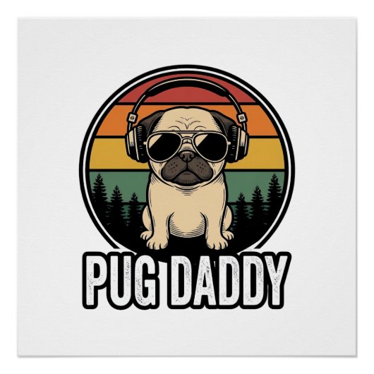 Poster Conception de chemise vectorielle pour chien Pug D (Devant)