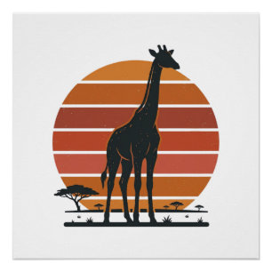 Poster Conception de chemise vectorielle Safari Coucher d