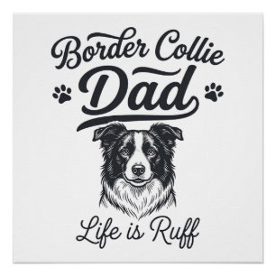 Poster Conception de chemise vintage Border Collie Papa L