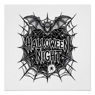 Poster Conception de chemise vintage Halloween Night Bat