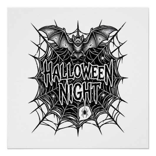 Poster Conception de chemise vintage Halloween Night Bat (Devant)