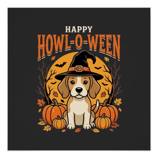 Poster Conception de chien de citrouille de Beagle Hallow (Devant)