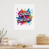 Poster Conception de citation Color Splash "Chaos & Confi (Cuisine)