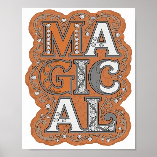 Poster Conception de citation MAGIQUE Orange Cool (Devant)