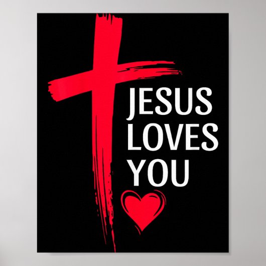 Poster Conception de cœur de croix d'amour chrétien Jésus (Devant)
