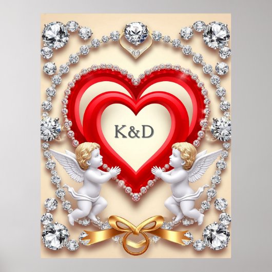 Poster Conception de cœur romantique (Devant)