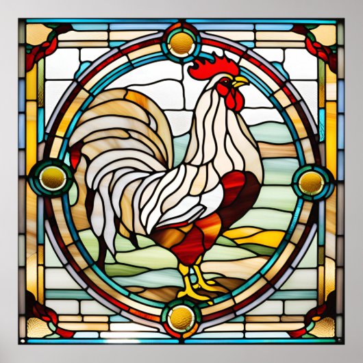 Poster Conception de coq de look de verre (Devant)