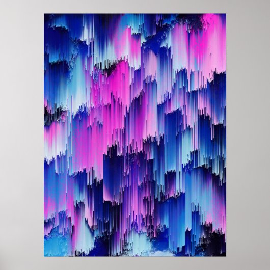 Poster Conception de coucher de soleil glitch abstrait (Devant)
