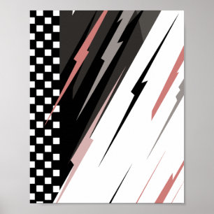 Poster Conception de course en noir et blanc