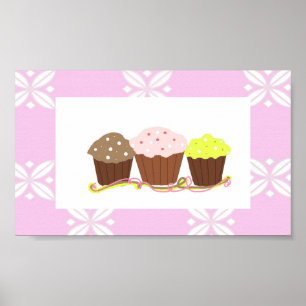 Poster Conception de cupcake rose et blanc