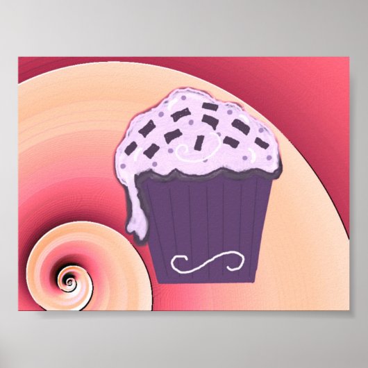 Poster Conception de cupcake violet tourbillonnant sur l' (Devant)
