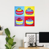 Poster Conception de curling Pop Art Rocks (Bureau à domicile)