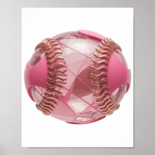 Poster Conception de déclaration de baseball rose argent (Devant)