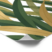 Poster Conception de déclaration de feuilles dorées verte (Coin)