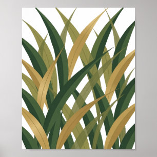 Poster Conception de déclaration de feuilles dorées verte