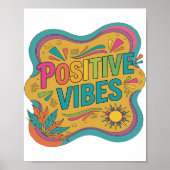 Poster Conception de déclaration d'icône Rose VIBES POSIT (Devant)