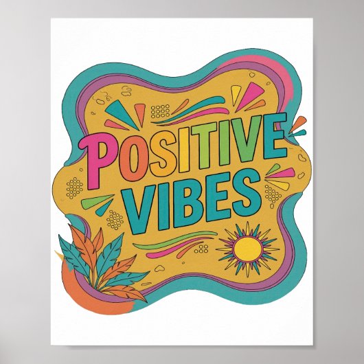 Poster Conception de déclaration d'icône Rose VIBES POSIT (Devant)