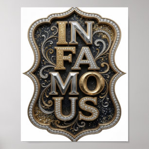 Poster Conception de déclaration d'or moderne IN FAMOUS