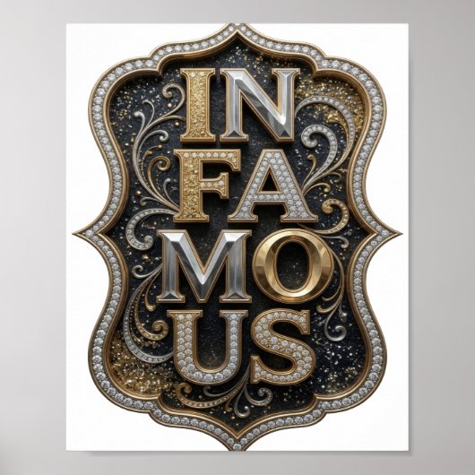 Poster Conception de déclaration d'or moderne IN FAMOUS (Devant)