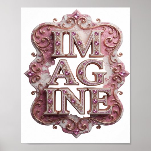 Poster Conception de déclaration IMAGINE rose tendance (Devant)