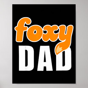 Poster Conception de dessin animé de papa renard drôle ré
