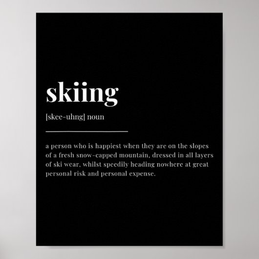 Poster Conception de dictionnaire de définition de ski (Devant)