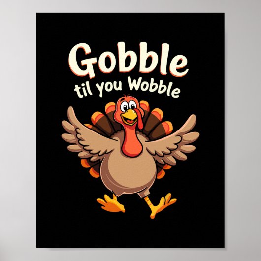 Poster Conception de dinde automnale rétro de gloussement (Devant)