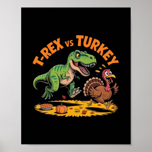 Poster Conception de dinosaure drôle de Thanksgiving T-re (Devant)