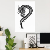 Poster Conception de dragon noir et blanc (Bureau à domicile)