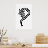 Poster Conception de dragon noir et blanc (Cuisine)