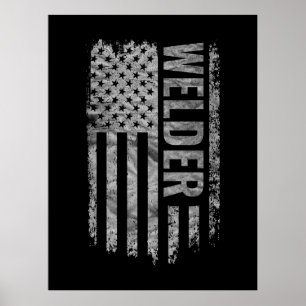 Poster Conception de drapeau USA en détresse pour soudeur