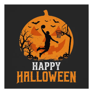Poster Conception de dunk de basket-ball Halloween citrou
