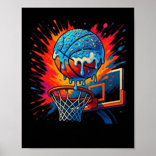 Poster Conception de dunk drôle de sketll de donut en fus (Devant)