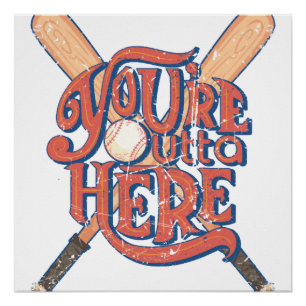 Poster Conception de fan de baseball softball rétro