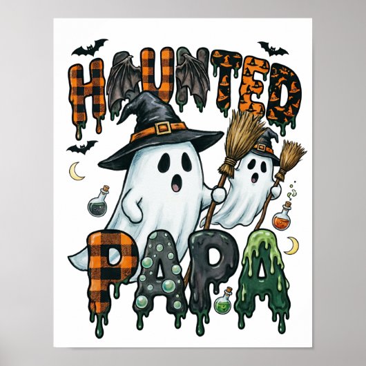 Poster Conception de fantôme de papa hanté Halloween (Devant)