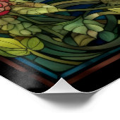 Poster Conception de fenêtre en verre teinté de papillon (Coin)