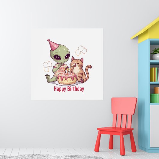 Poster Conception de fête d'anniversaire d'alien mignon (Pépinière 1)