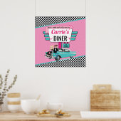 Poster Conception de fête d'anniversaire rétro de diner d (Cuisine)