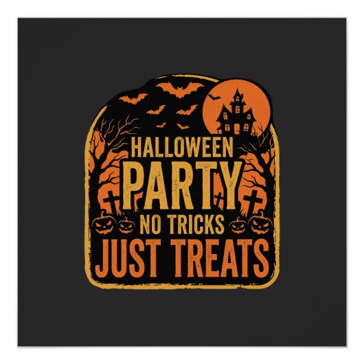 Poster Conception de fête d'Halloween pas de tours juste (Devant)