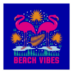 Poster Conception de flamants roses de vibrations de plag