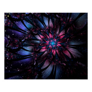 Poster Conception de fleur fractale abstraite.