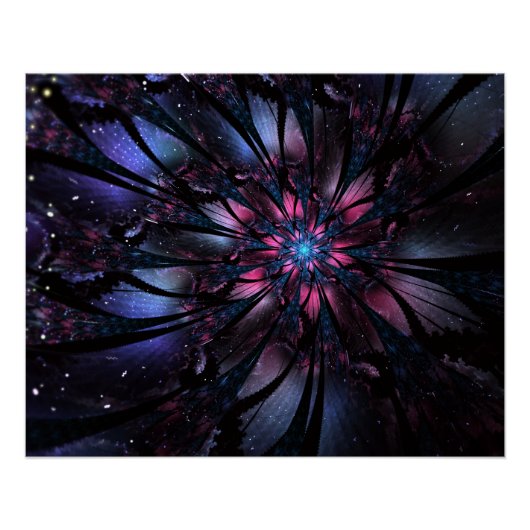 Poster Conception de fleur fractale abstraite. (Devant)