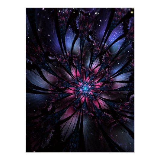 Poster Conception de fleur fractale abstraite. (Devant)