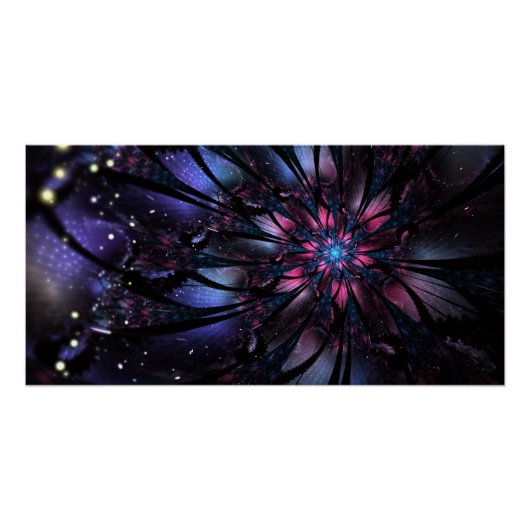 Poster Conception de fleur fractale abstraite. (Devant)