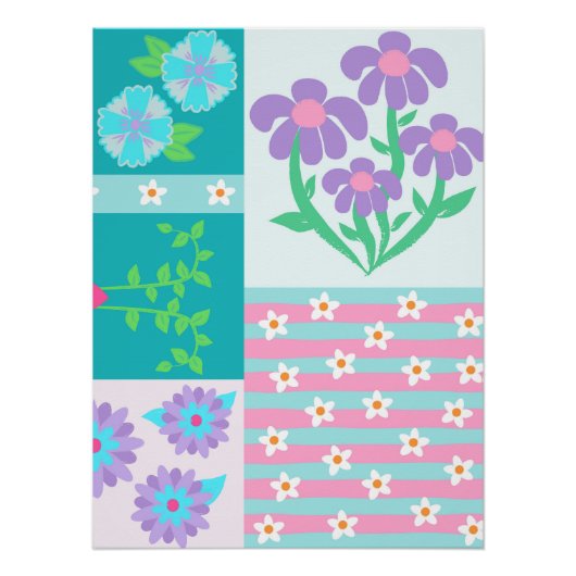 Poster Conception de fleurs vibrantes en fleurs (Devant)