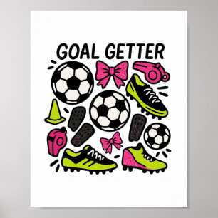 Poster Conception de football Coquette Attrapeuse de buts
