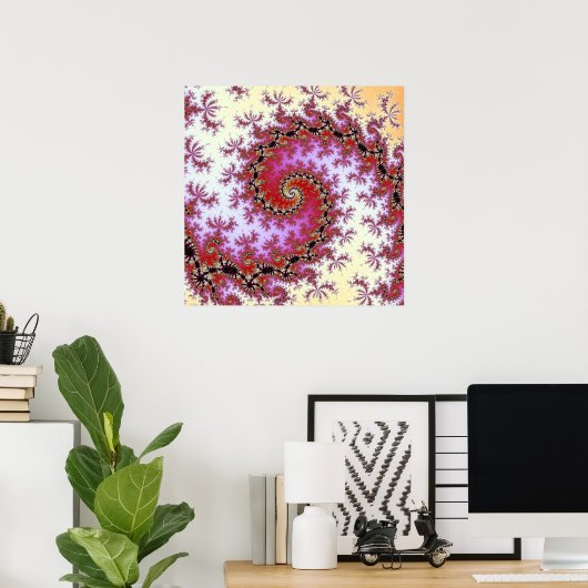 Poster Conception de fractale à double spirale rouge (Bureau à domicile)