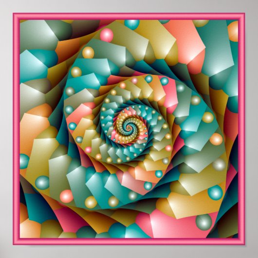 Poster Conception de fractale en spirale pastel (Devant)